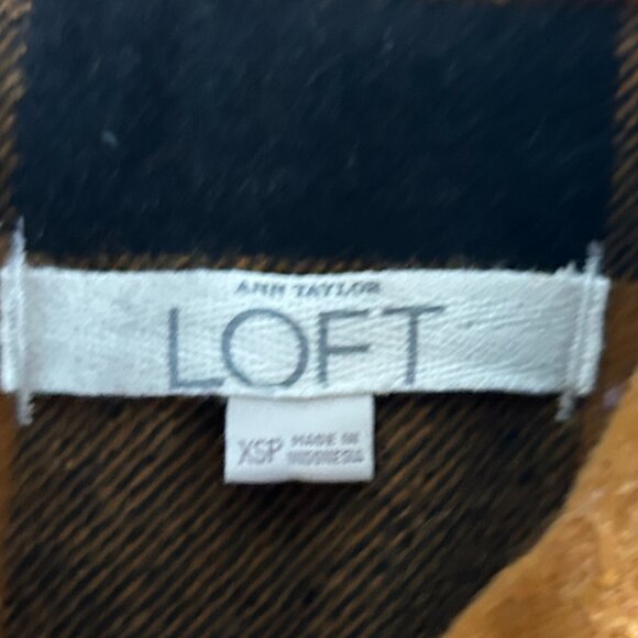 LOFT Wool Buffalo Check Double Breasted Navy/Gold Swing Coat - Picture 11 of 12